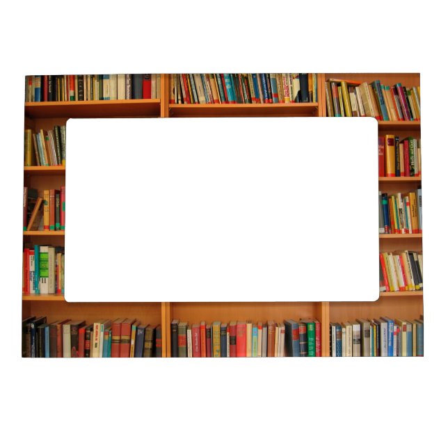 Books on Bookshelf Background Magnetic Photo Frame (Front)
