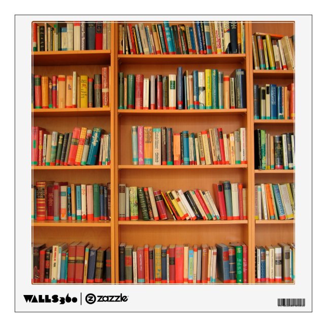 Books on Bookshelf Background Wall Decal (Front)
