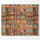 Books on Bookshelf Background Wrapping Paper (Flat)