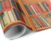 Books on Bookshelf Background Wrapping Paper (Roll Corner)