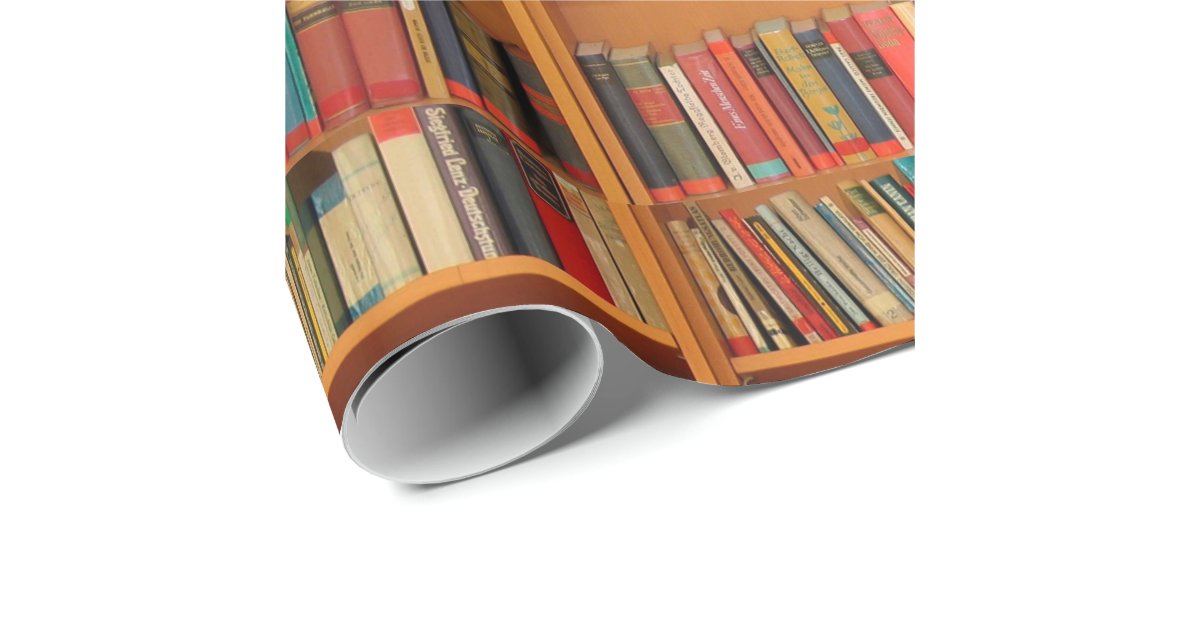 Books on Bookshelf Background Wrapping Paper | Zazzle