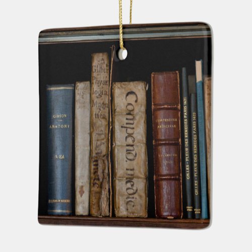 Books on Open Shelf Ceramic Ornament