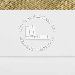 Books on Shelf “From the library of” Name Monogram Embosser