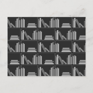 Books on Shelf. Gray, Black and White. Postcard
