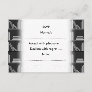 Books on Shelf. Gray, Black and White. RSVP Card