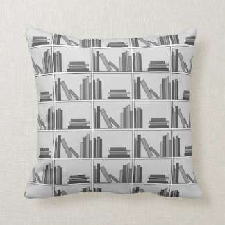 Books on Shelf. Monochrome. Throw Pillow
