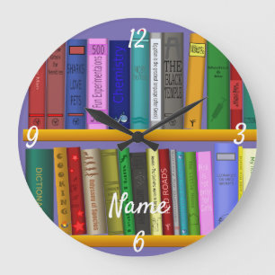 Books on Shelves Thunder_Cove Large Clock