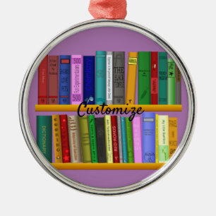 Books on Shelves Thunder_Cove Metal Ornament