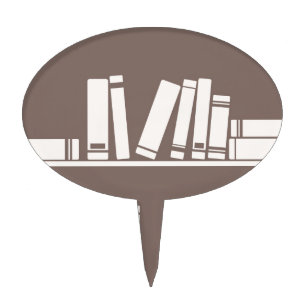 Books on the shelf for reading lover or wise guy cake topper