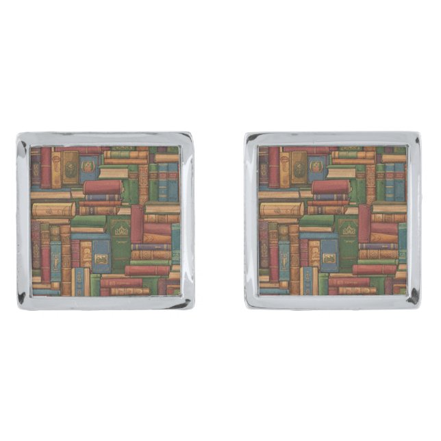 Books on the Shelves Cufflinks (Front)