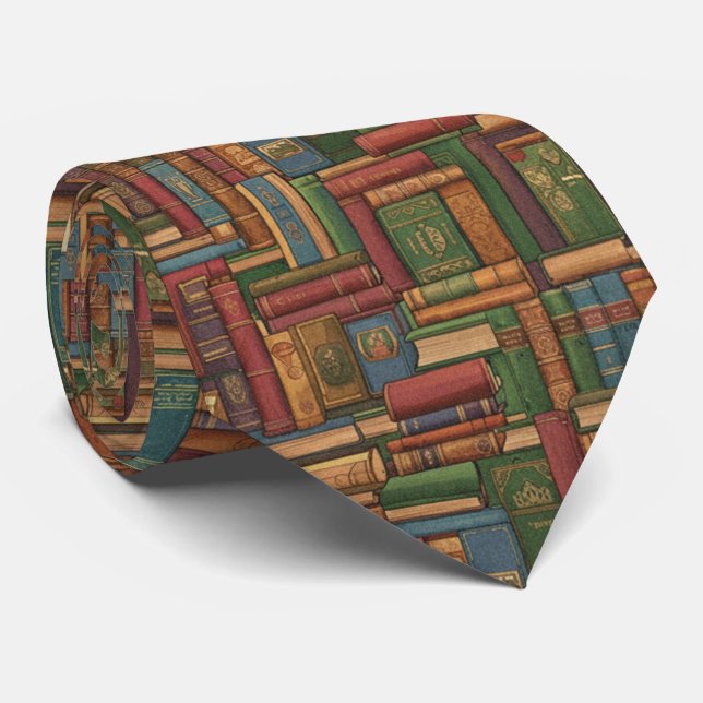 Books on the Shelves Neck Tie (Rolled)