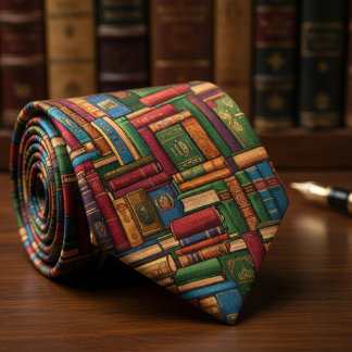 Books on the Shelves Neck Tie