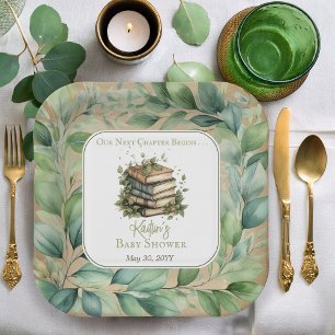 Books Our Next Chapter Begins Baby Shower Paper Plates