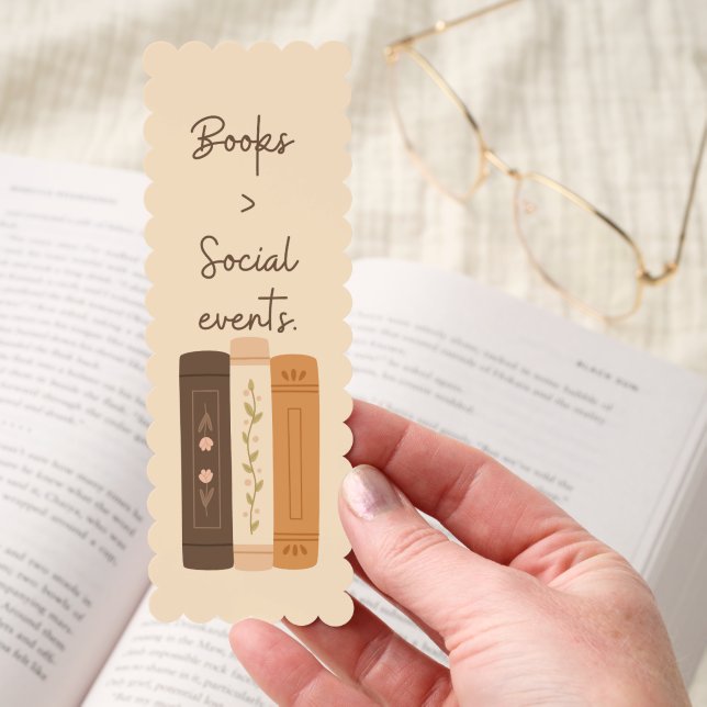 Books Over Social Events Custom Name Bookmarks (Hand)