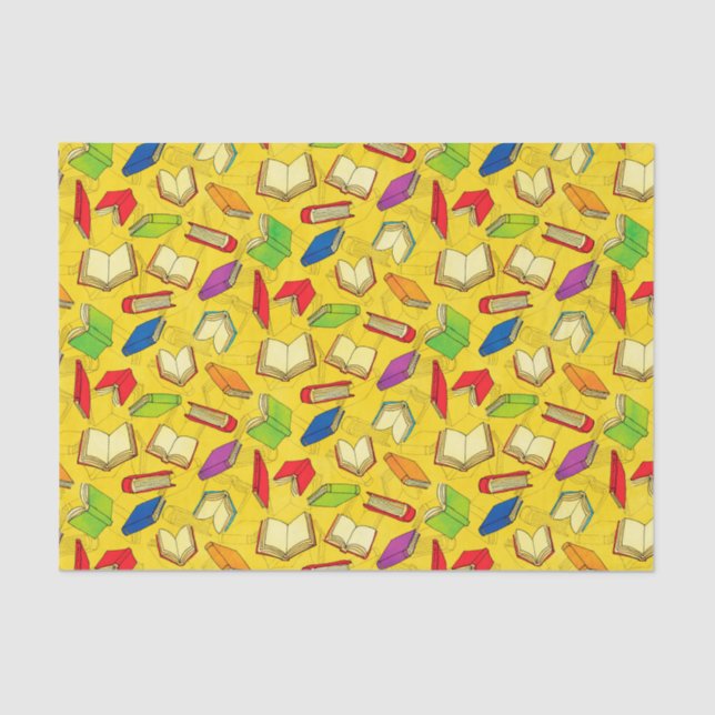 Books Pattern on Yellow Tissue Paper (Front)