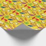 Books Pattern on Yellow Wrapping Paper