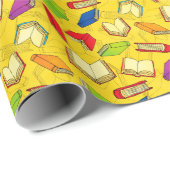 Books Pattern on Yellow Wrapping Paper (Roll Corner)