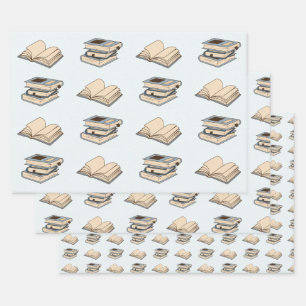 Books Pattern Wrapping Paper Sheets
