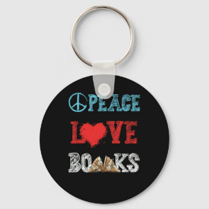 Books Peace Love Books worm Book Nerd Book Lover Keychain