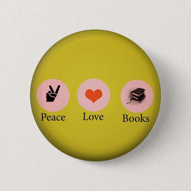 Books =peace=love button (Front)