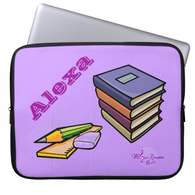 Books, Pencil & Ruler Customizable Laptop Sleeve (Front)