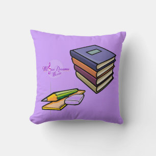 Books, Pencils & Rulers Square Throw Pillow