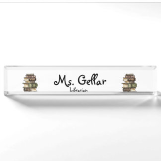 books personalized desk name plate