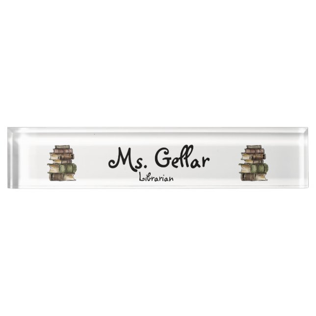 books personalized  desk name plate (Front)