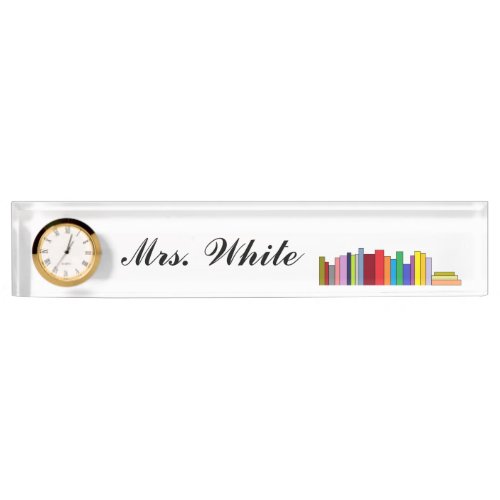 Books Personalized Nameplate wClock