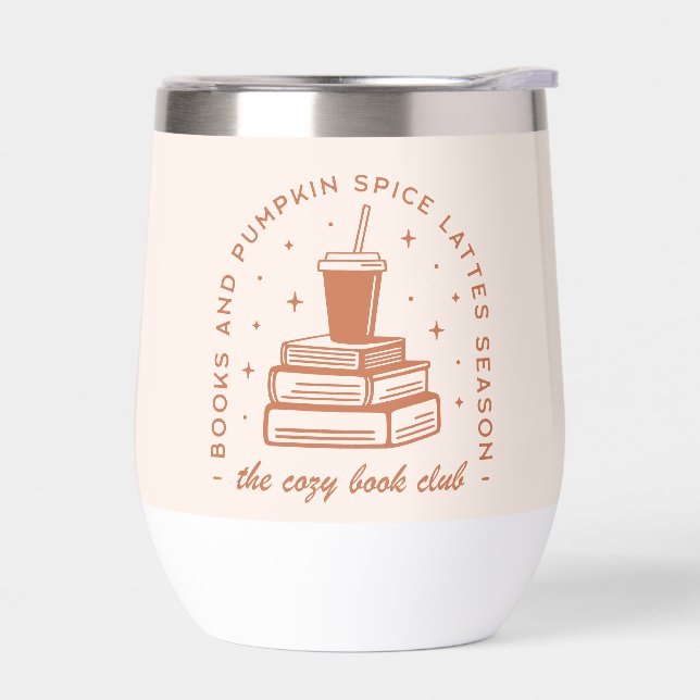 Books & Pumpkin Spice Season Thermal Wine Tumbler (Left)