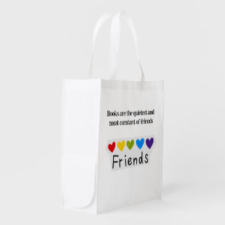 Books Quietest Constant Friends Rainbow Hearts Typ Grocery Bag