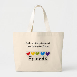 Books Quietest Constant Friends Rainbow Hearts Typ Large Tote Bag