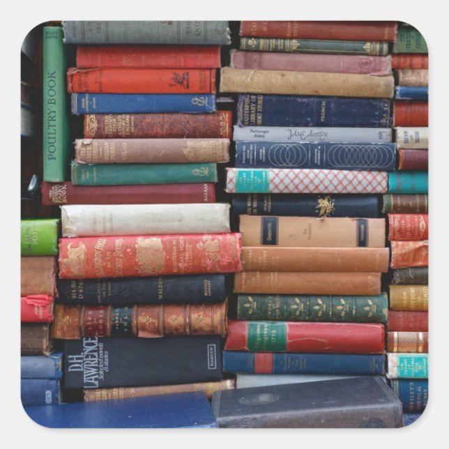 Books Read Love Old Books Square Sticker (Front)