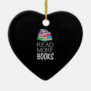 Books - Read More Books Ceramic Ornament