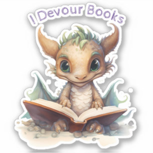 *~* Books Reading Baby Dragon - I DEVOUR AP88 Sticker