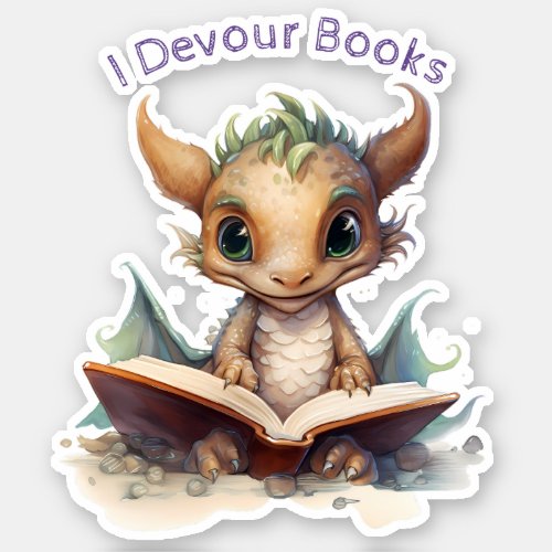   Books Reading Baby Dragon  _ I DEVOUR AP88 Sticker