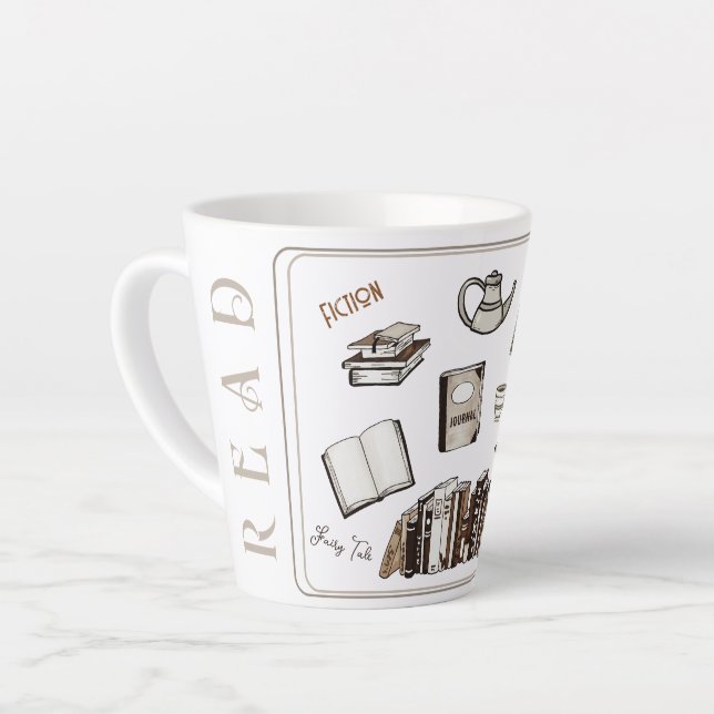 Books Reading Education Relaxation Latte Mug (Left Angle)