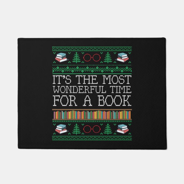Books Reading Librarian Book Lovers Ugly Christmas Doormat (Front)