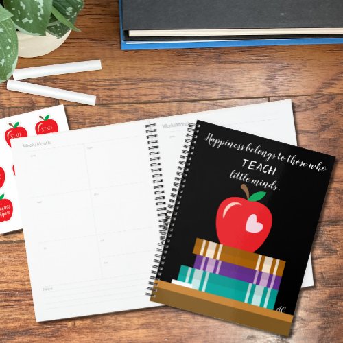 Books  Red Apple and Quote Teacher Planner