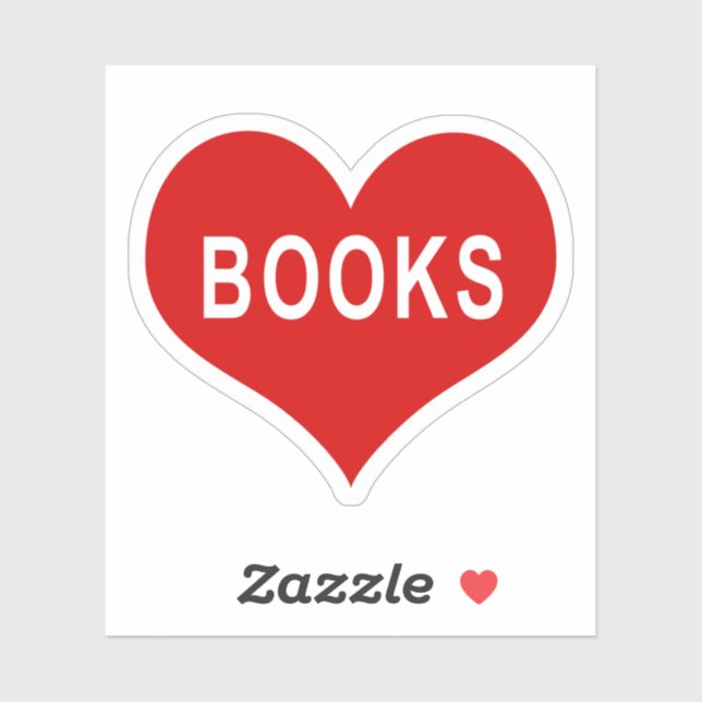 BOOKS Red Love Heart Vinyl Sticker (Sheet)