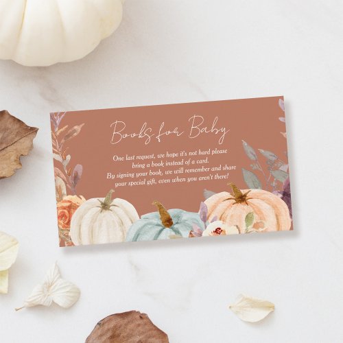 Books Request Fall Little Pumpkin Baby Shower Enclosure Card