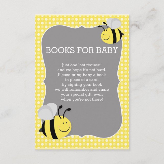 Books Request Mommy to Bee Baby Shower Enclosure Card (Front)