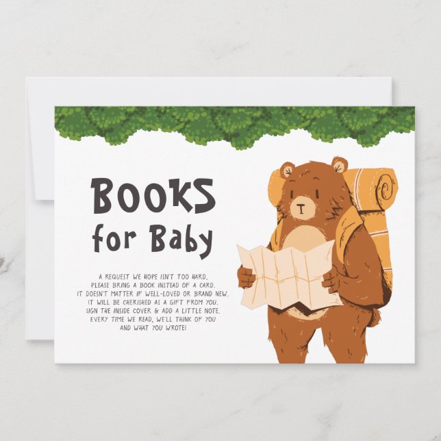 Books Request Woodland Bear Adventure Baby Shower Invitation (Front)