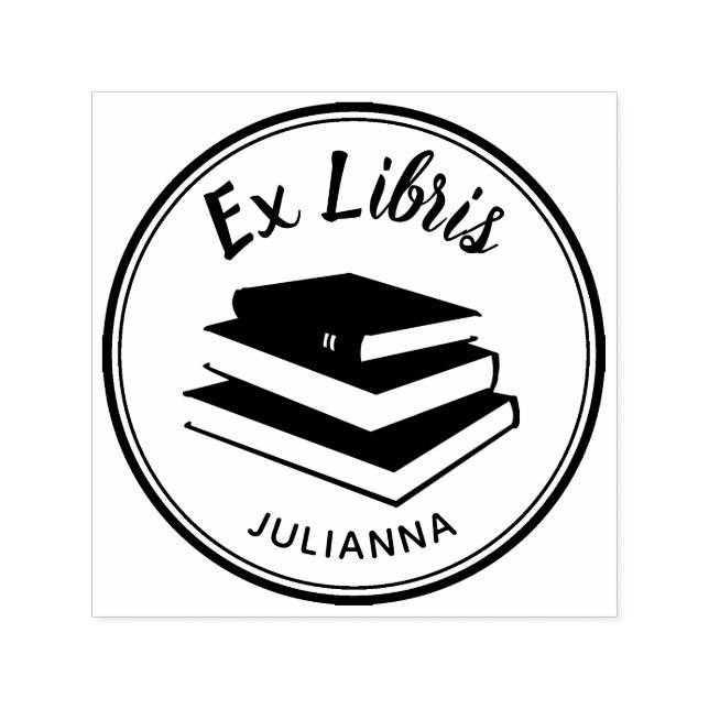 Books Round Personalized Ex Libris Bookplate Self-inking Stamp (Design)