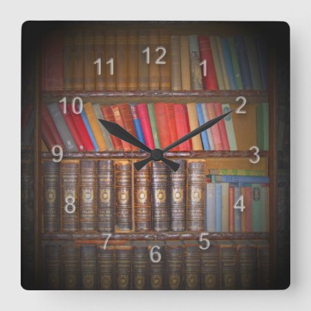 Books Square Wall Clock