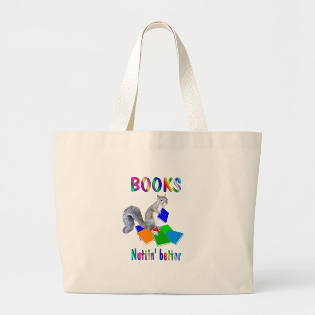 Books Squirrel Large Tote Bag (Front)