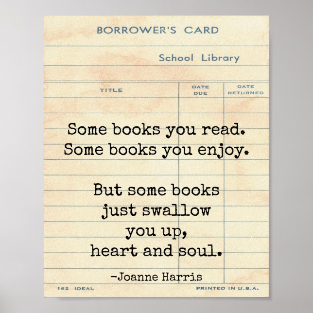 Books Swallow You Up Joanne Harris Wall Art (Front)