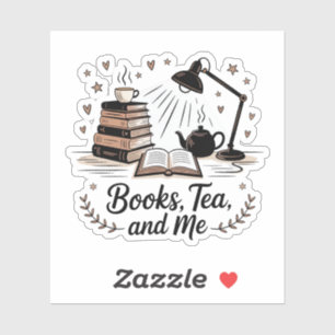 Books Tea and Me Cozy Reading Sticker