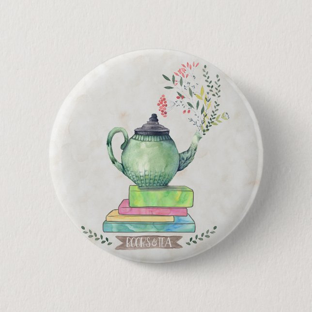 Books & Tea button (Front)