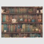 Books, Teapots and Plants on Shelves Tissue Paper
